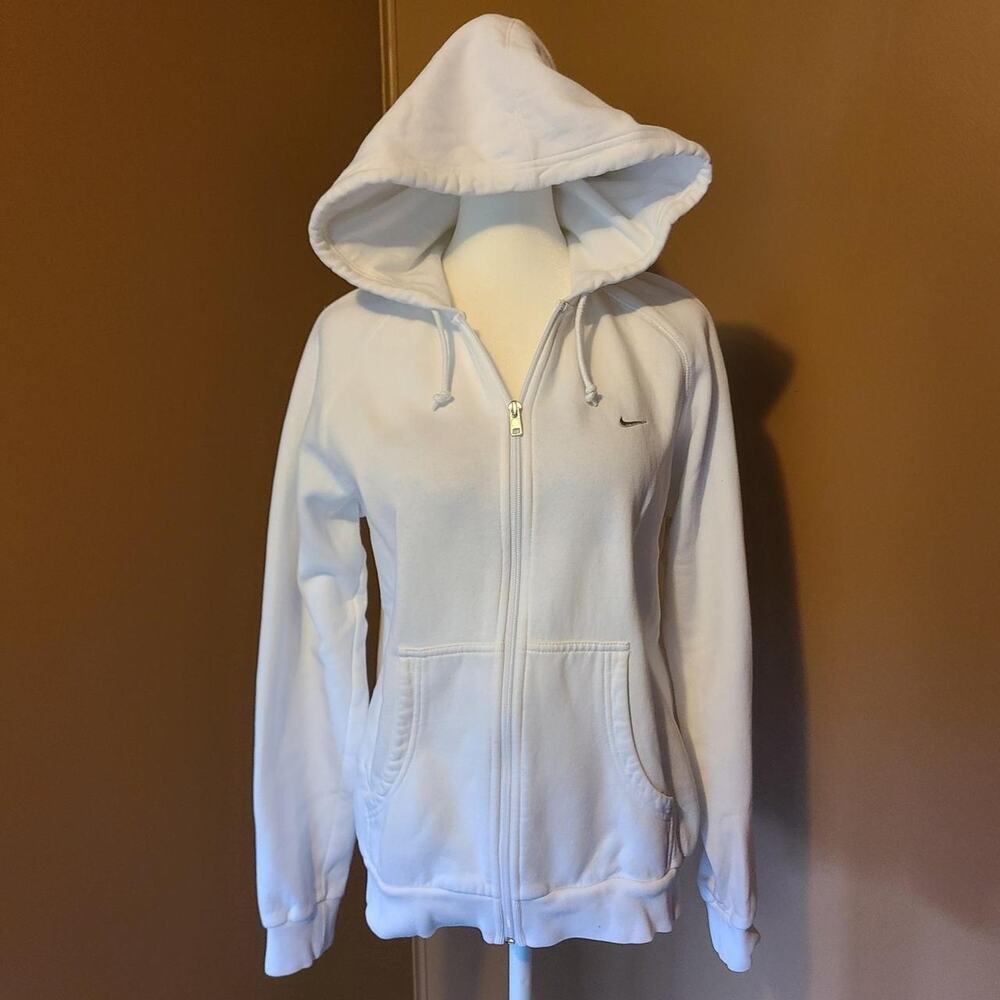 Retro Nike Crisp White Full-Zip Mini Swoosh Hoodie Women’s XL